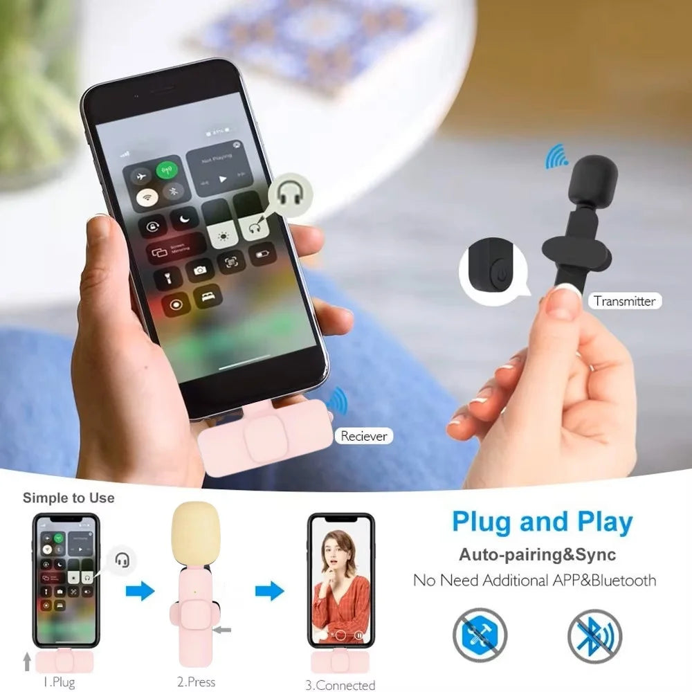 Portable Wireless Lavalier Microphone for Live Streaming/YouTube/TikTok/Facebook Live Noise Reduction Mic For iPhone/Android - Wayal Store