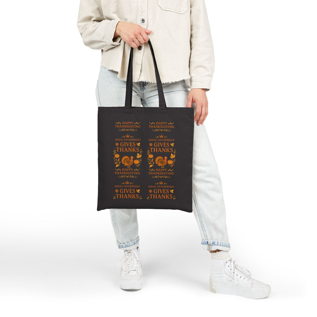 Thanksgiving Cotton Canvas Tote Bag - Celebrate with Gratitude - Wayal Store