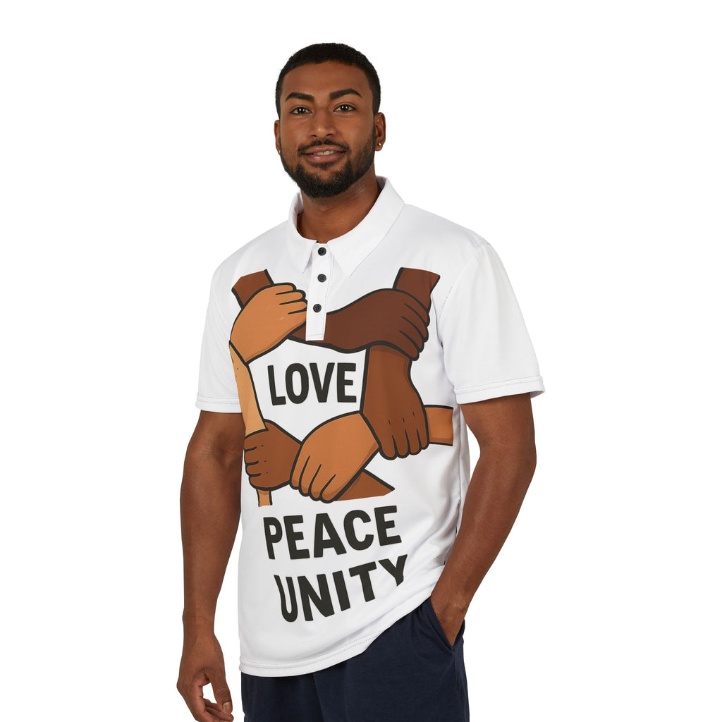Unity & Peace Unisex Polo Shirt Front - Celebrate Love, Equality, Harmony - Perfect for Events, Gifts, Everyday Wear, Casual Outfits - Wayal Store