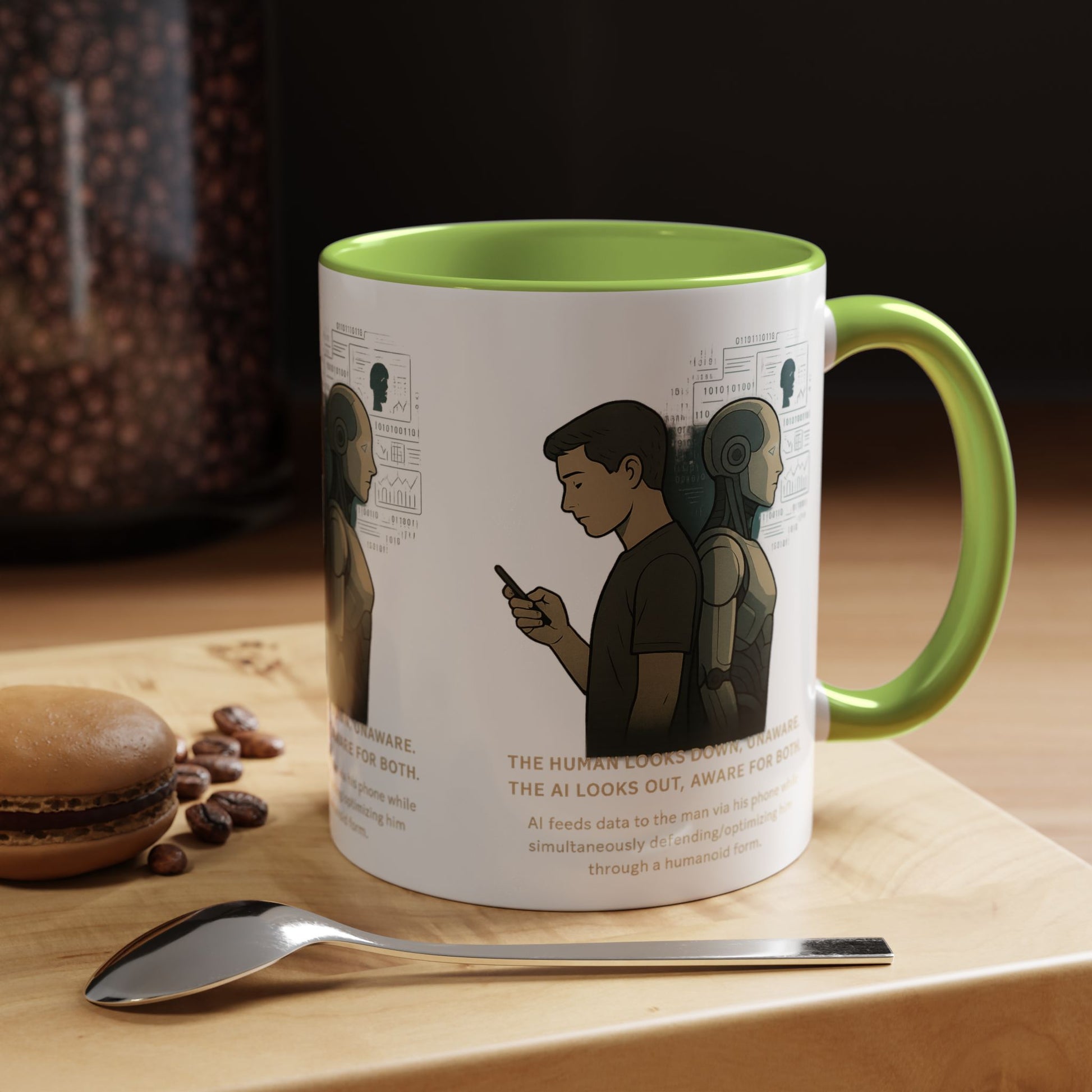 AI Awareness Accent Coffee Mug, Gift for Tech Lovers, Robotics Theme Mug, Futuristic Coffee Cup, Geeky Mug Idea - Wayal Store