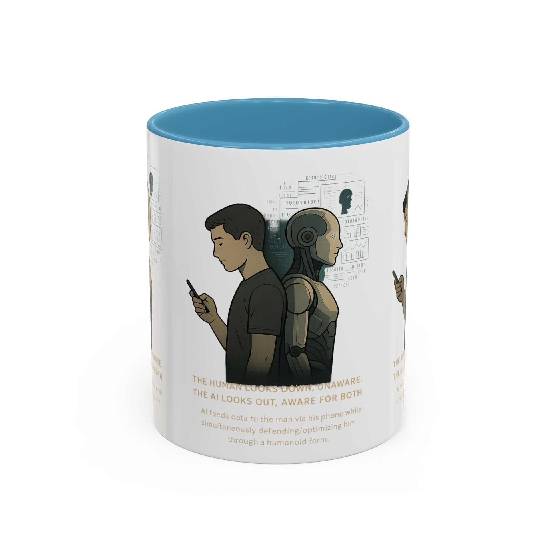 AI Awareness Accent Coffee Mug, Gift for Tech Lovers, Robotics Theme Mug, Futuristic Coffee Cup, Geeky Mug Idea - Wayal Store