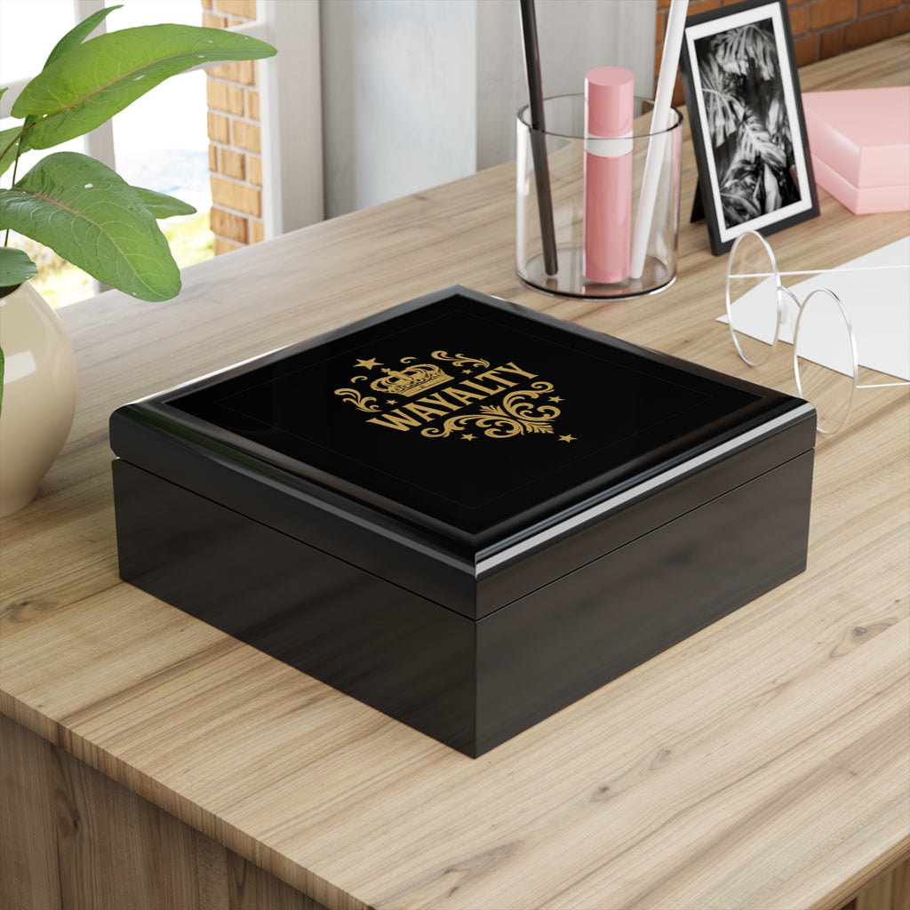Elegant Black Jewelry Box with Gold 'Wayalty' Design, Luxurious Gift for Her, Keepsake Organizer, Bridal Shower Gift, Birthday Gift - Wayal Store