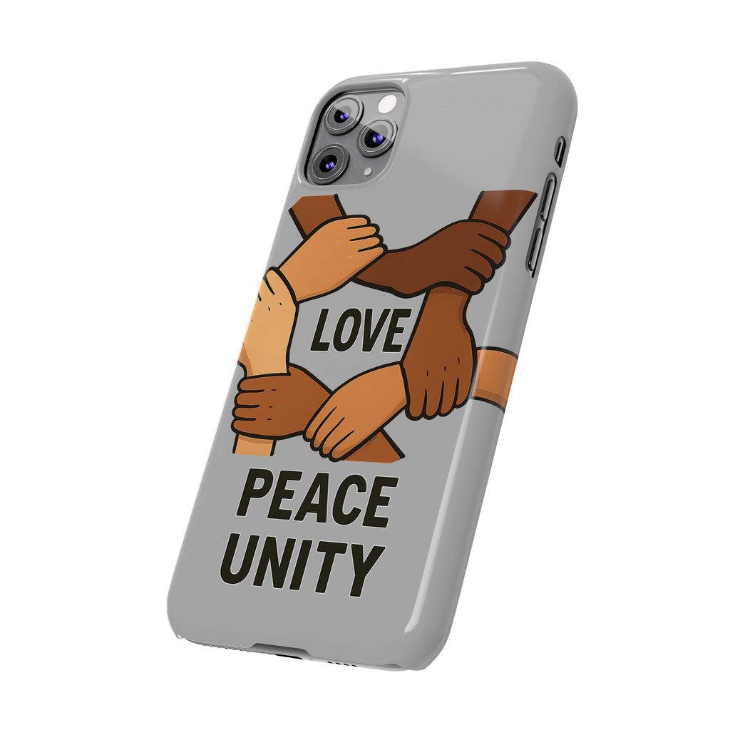 Unity Theme Slim Phone Cases - Love Peace Unity, Gift for Activists, Phone Accessories for Peace Lovers, Unique Phone Covers - Wayal Store
