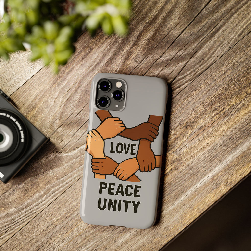 Unity Theme Slim Phone Cases - Love Peace Unity, Gift for Activists, Phone Accessories for Peace Lovers, Unique Phone Covers - Wayal Store