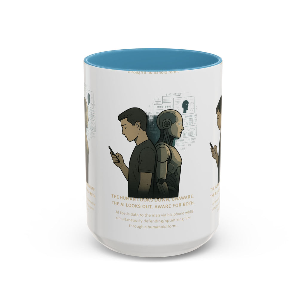 AI Awareness Accent Coffee Mug, Gift for Tech Lovers, Robotics Theme Mug, Futuristic Coffee Cup, Geeky Mug Idea - Wayal Store