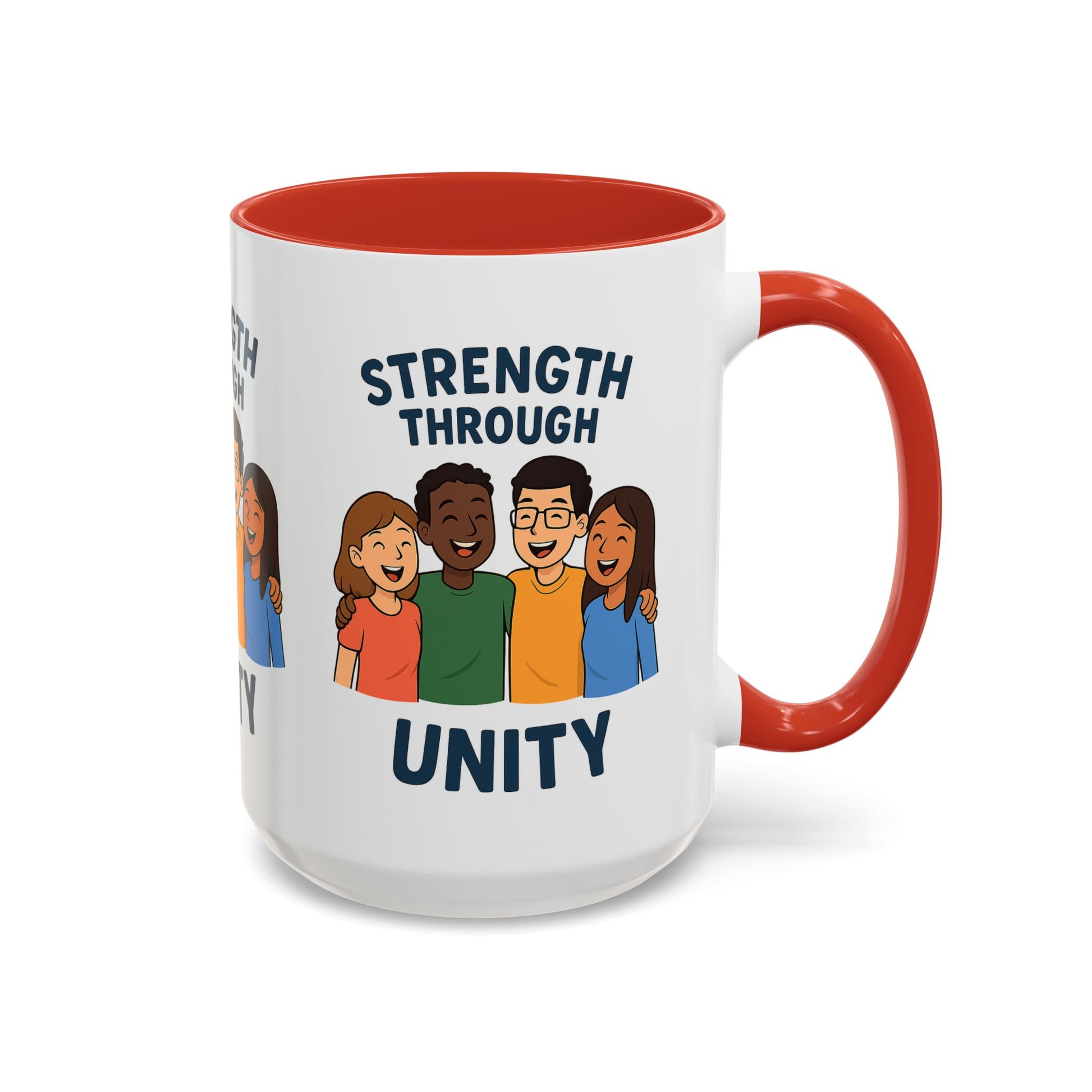 Unity-Themed Accent Coffee Mug, Inspirational Gift, Team Spirit Mug, Friendship Celebration Cup, Multicultural Unity Design - Wayal Store