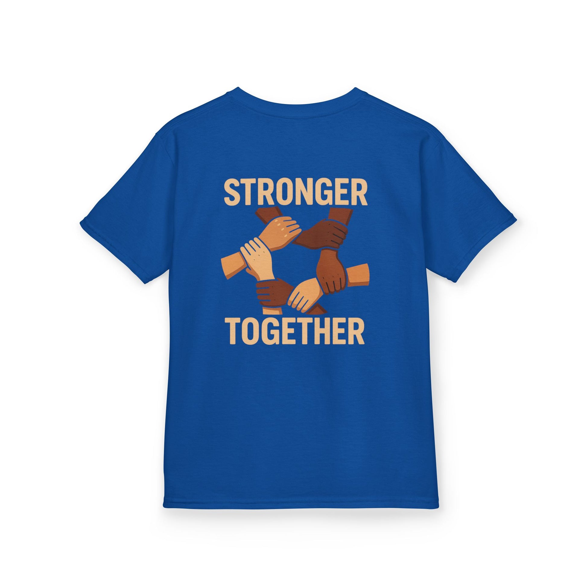 Kids T-Shirt Back | Stronger Together | Diversity, Unity, Friendship, Empowerment, Team Spirit - Wayal Store
