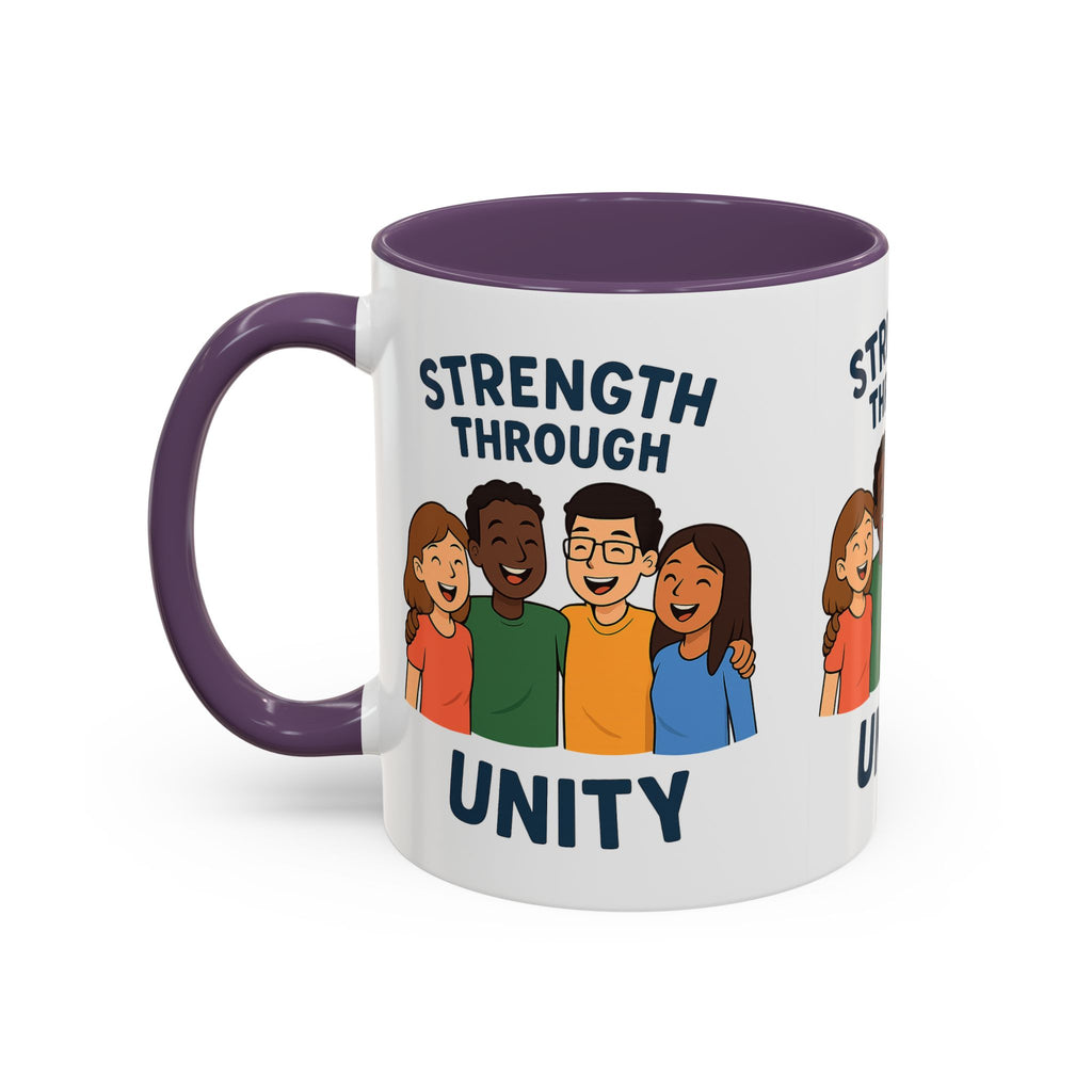 Unity-Themed Accent Coffee Mug, Inspirational Gift, Team Spirit Mug, Friendship Celebration Cup, Multicultural Unity Design - Wayal Store