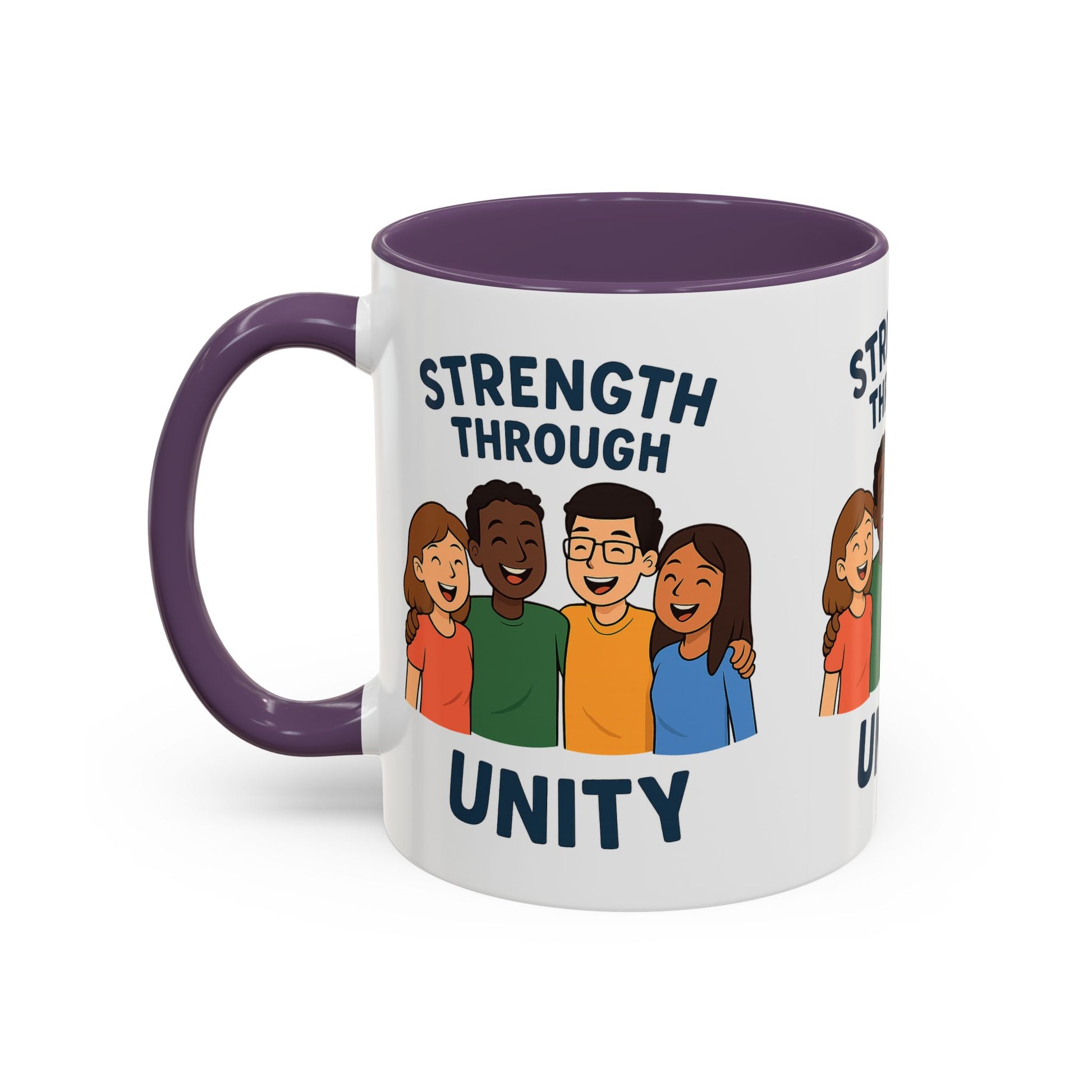 Unity-Themed Accent Coffee Mug, Inspirational Gift, Team Spirit Mug, Friendship Celebration Cup, Multicultural Unity Design - Wayal Store