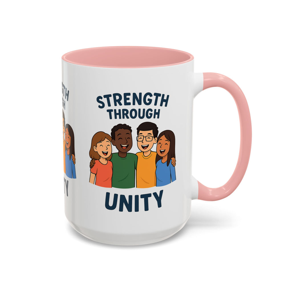 Unity-Themed Accent Coffee Mug, Inspirational Gift, Team Spirit Mug, Friendship Celebration Cup, Multicultural Unity Design - Wayal Store