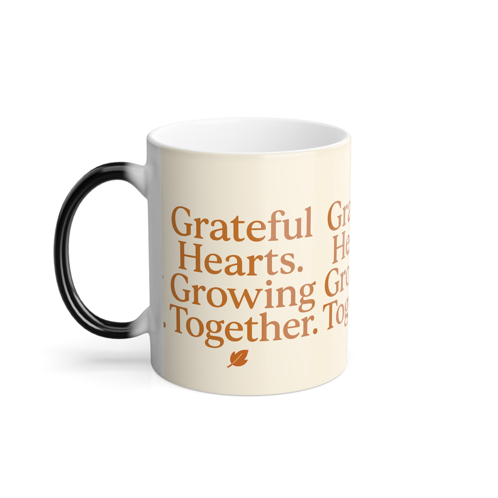 Grateful Hearts Color Changing Mug - 11oz Inspirational Coffee Cup