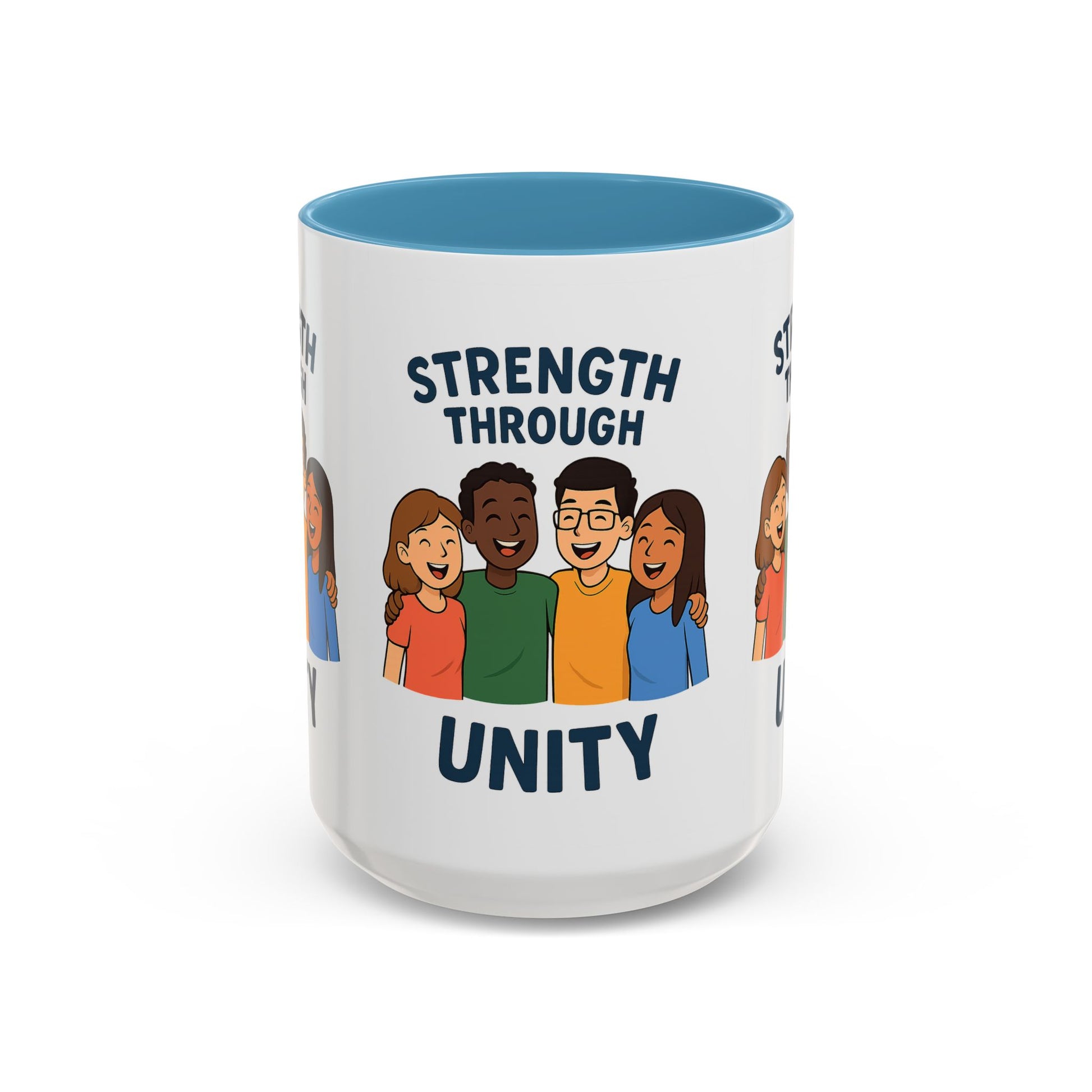 Unity-Themed Accent Coffee Mug, Inspirational Gift, Team Spirit Mug, Friendship Celebration Cup, Multicultural Unity Design - Wayal Store