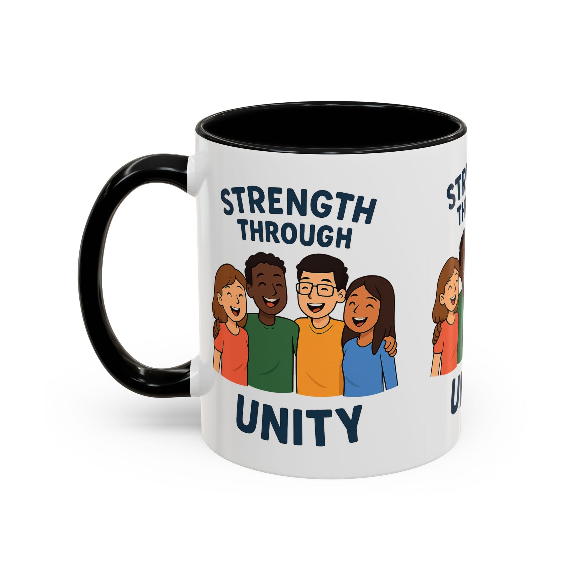 Unity-Themed Accent Coffee Mug, Inspirational Gift, Team Spirit Mug, Friendship Celebration Cup, Multicultural Unity Design - Wayal Store