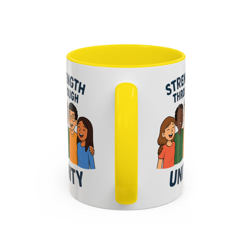Unity-Themed Accent Coffee Mug, Inspirational Gift, Team Spirit Mug, Friendship Celebration Cup, Multicultural Unity Design - Wayal Store