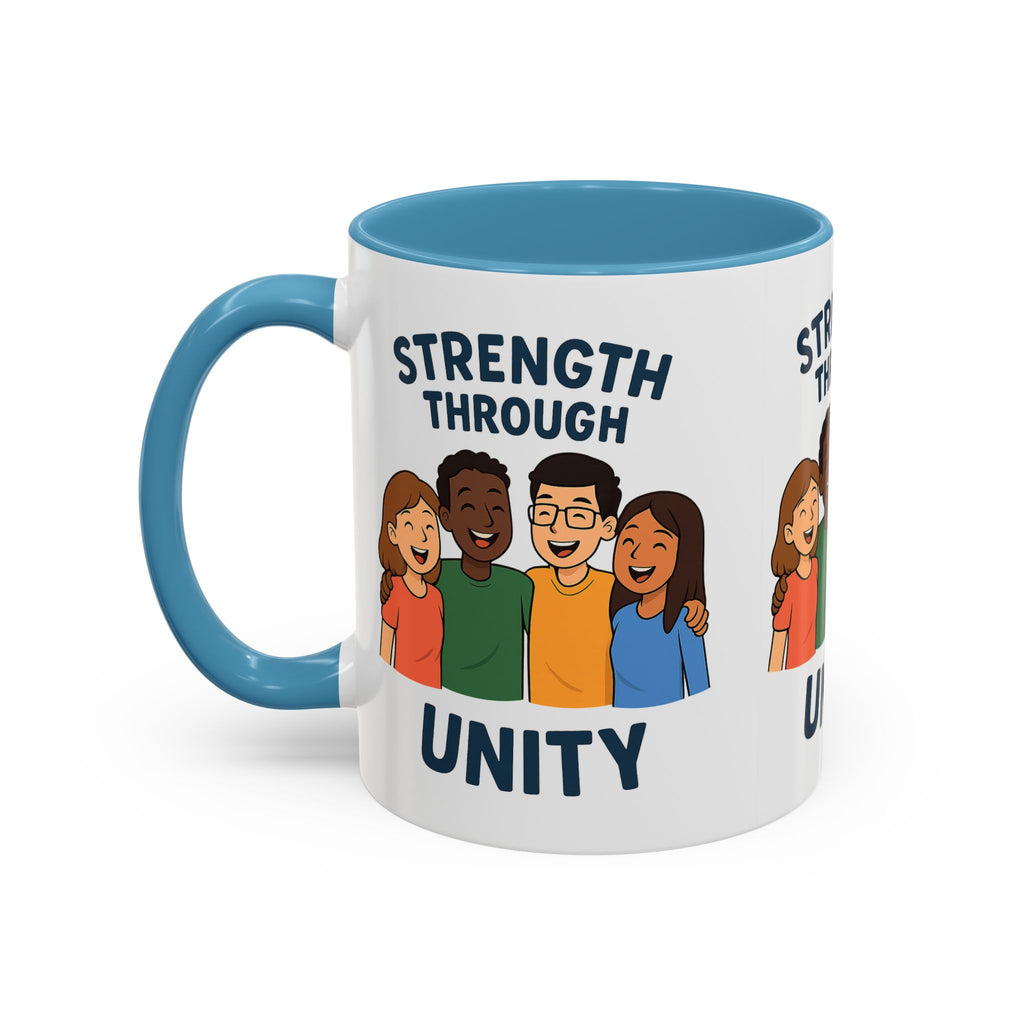 Unity-Themed Accent Coffee Mug, Inspirational Gift, Team Spirit Mug, Friendship Celebration Cup, Multicultural Unity Design - Wayal Store