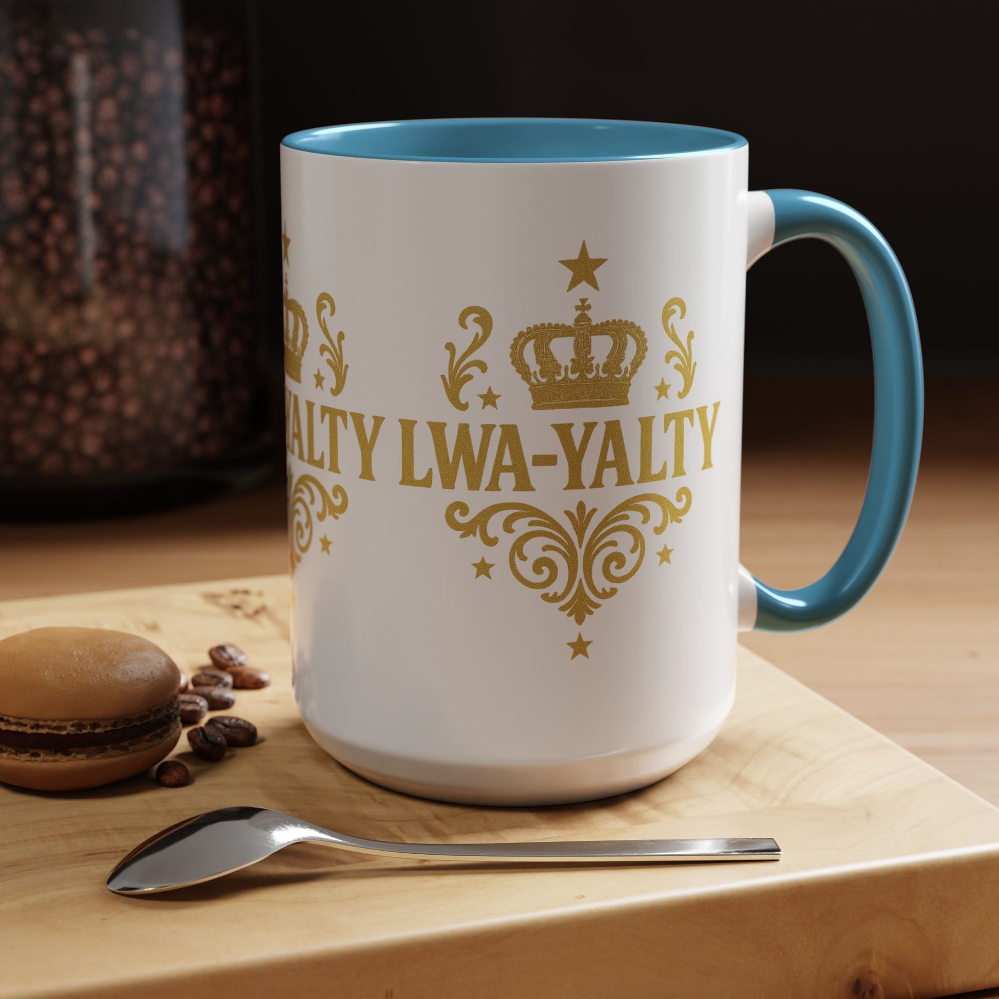 Regal Crown Accent Coffee Mug - Royalty Lwa-Yalty, Unique Gift for Coffee Lovers, Home Decor, Birthday, Celebration - Wayal Store