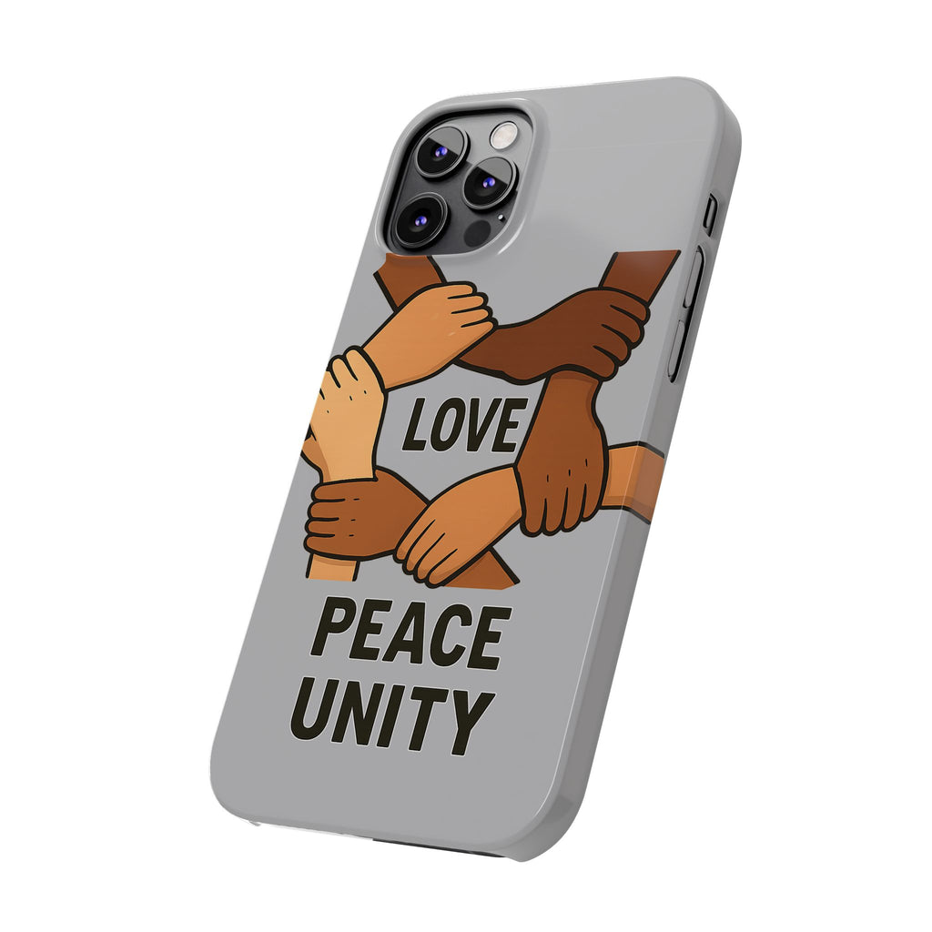 Unity Theme Slim Phone Cases - Love Peace Unity, Gift for Activists, Phone Accessories for Peace Lovers, Unique Phone Covers - Wayal Store