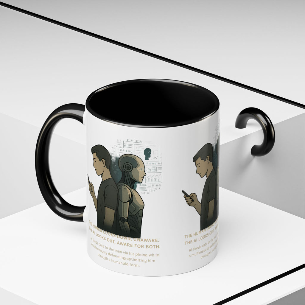 AI Awareness Accent Coffee Mug, Gift for Tech Lovers, Robotics Theme Mug, Futuristic Coffee Cup, Geeky Mug Idea - Wayal Store