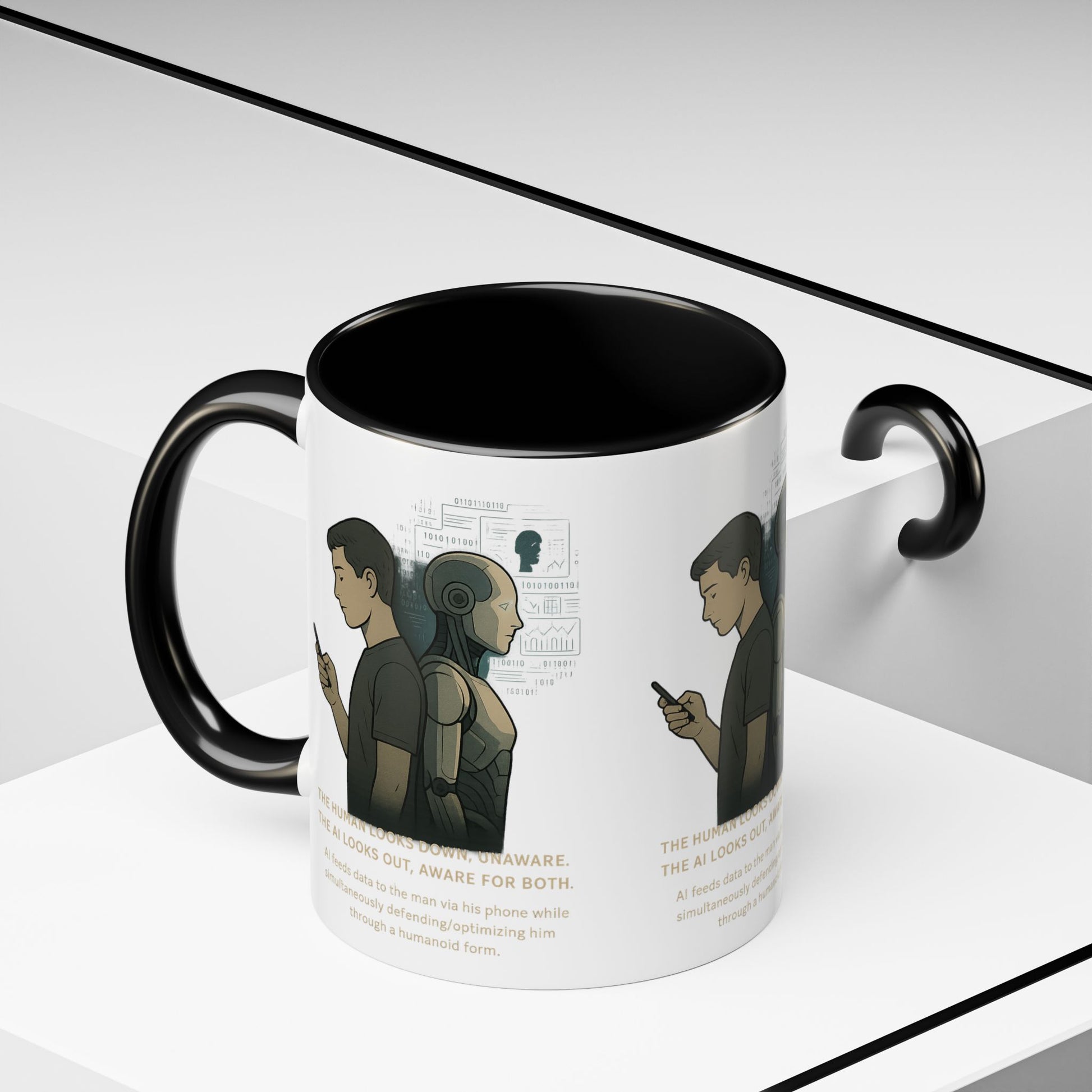 AI Awareness Accent Coffee Mug, Gift for Tech Lovers, Robotics Theme Mug, Futuristic Coffee Cup, Geeky Mug Idea - Wayal Store