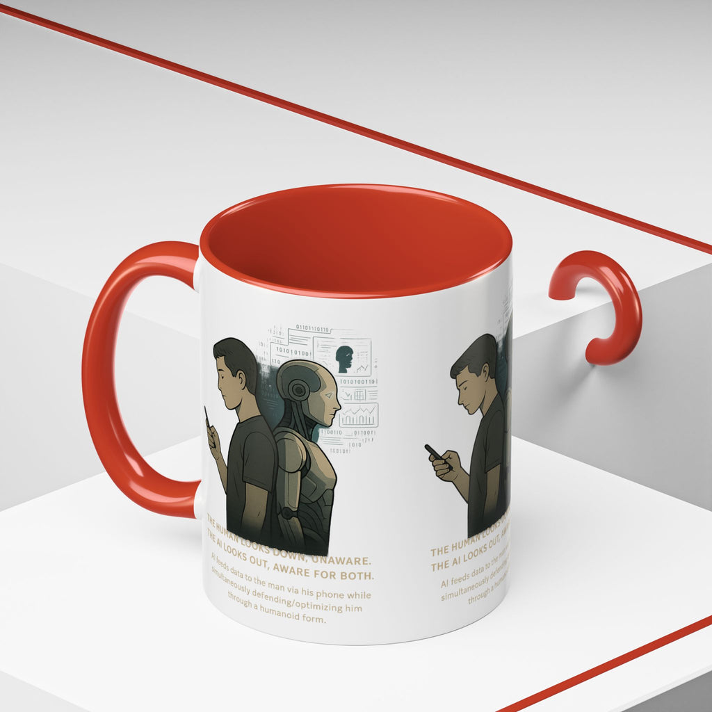AI Awareness Accent Coffee Mug, Gift for Tech Lovers, Robotics Theme Mug, Futuristic Coffee Cup, Geeky Mug Idea - Wayal Store