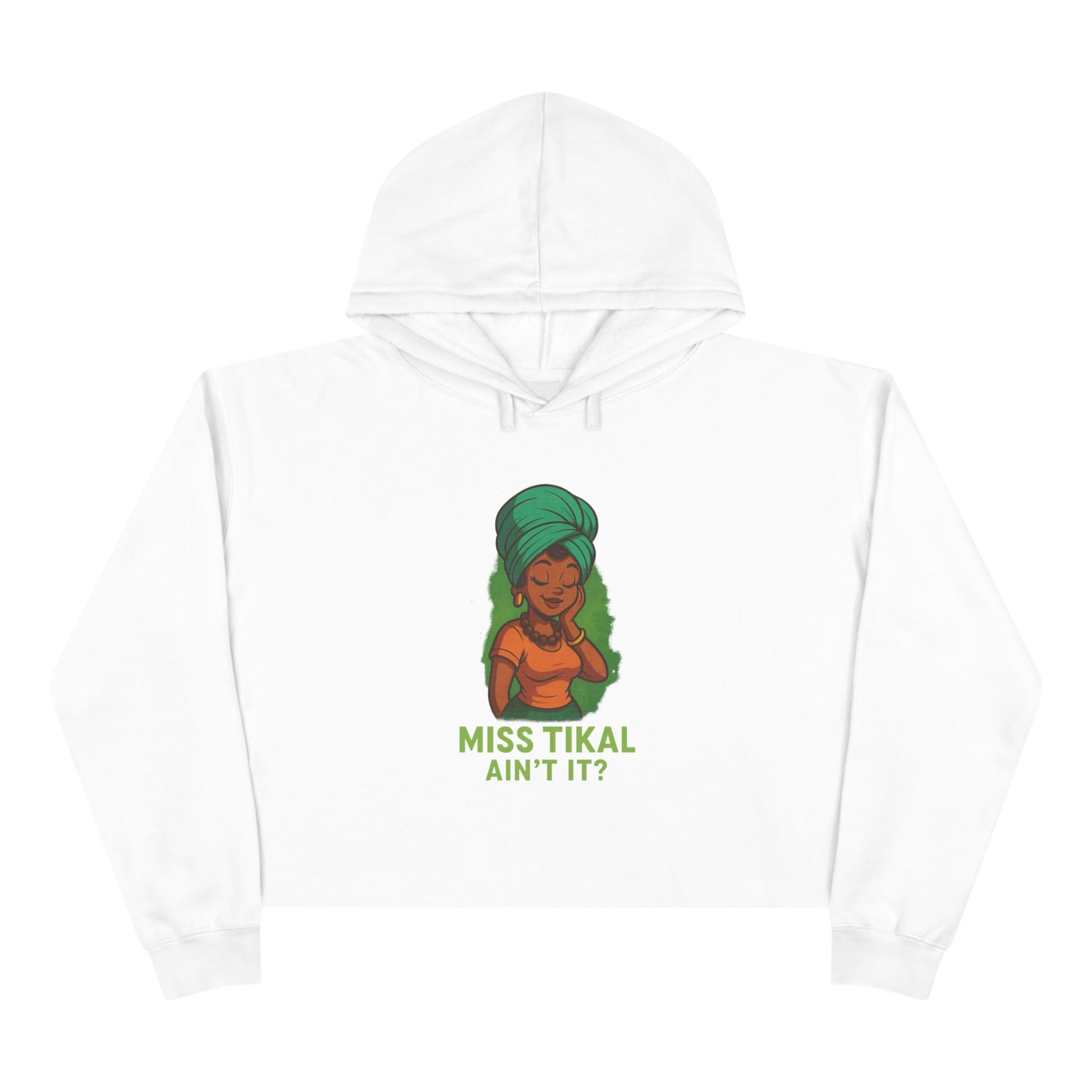 Vibrant Crop Hoodie with Miss Tikal Design, Cozy Streetwear, Perfect for Casual Outings, Gifts for Her, Summer Vibe - Wayal Store