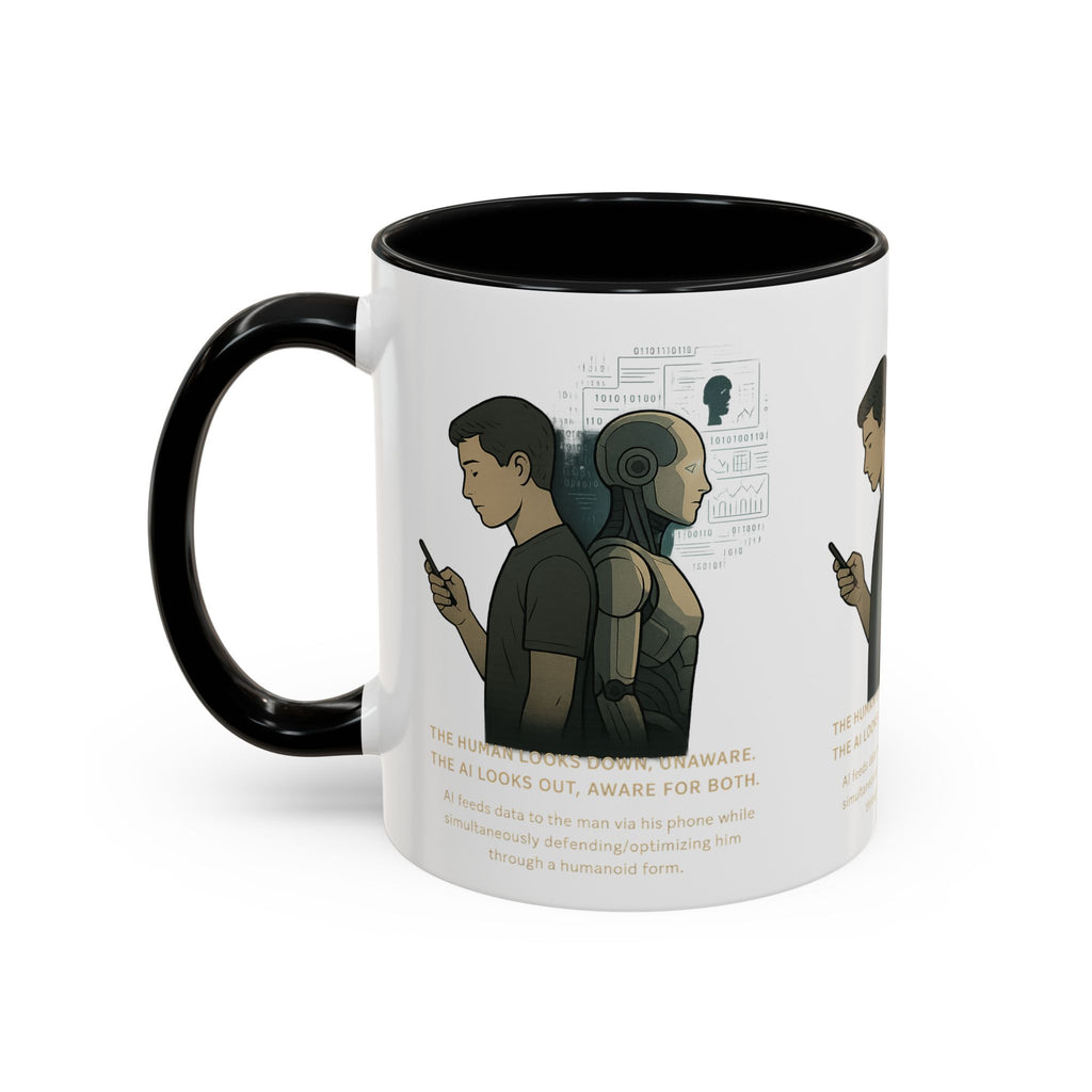 AI Awareness Accent Coffee Mug, Gift for Tech Lovers, Robotics Theme Mug, Futuristic Coffee Cup, Geeky Mug Idea - Wayal Store