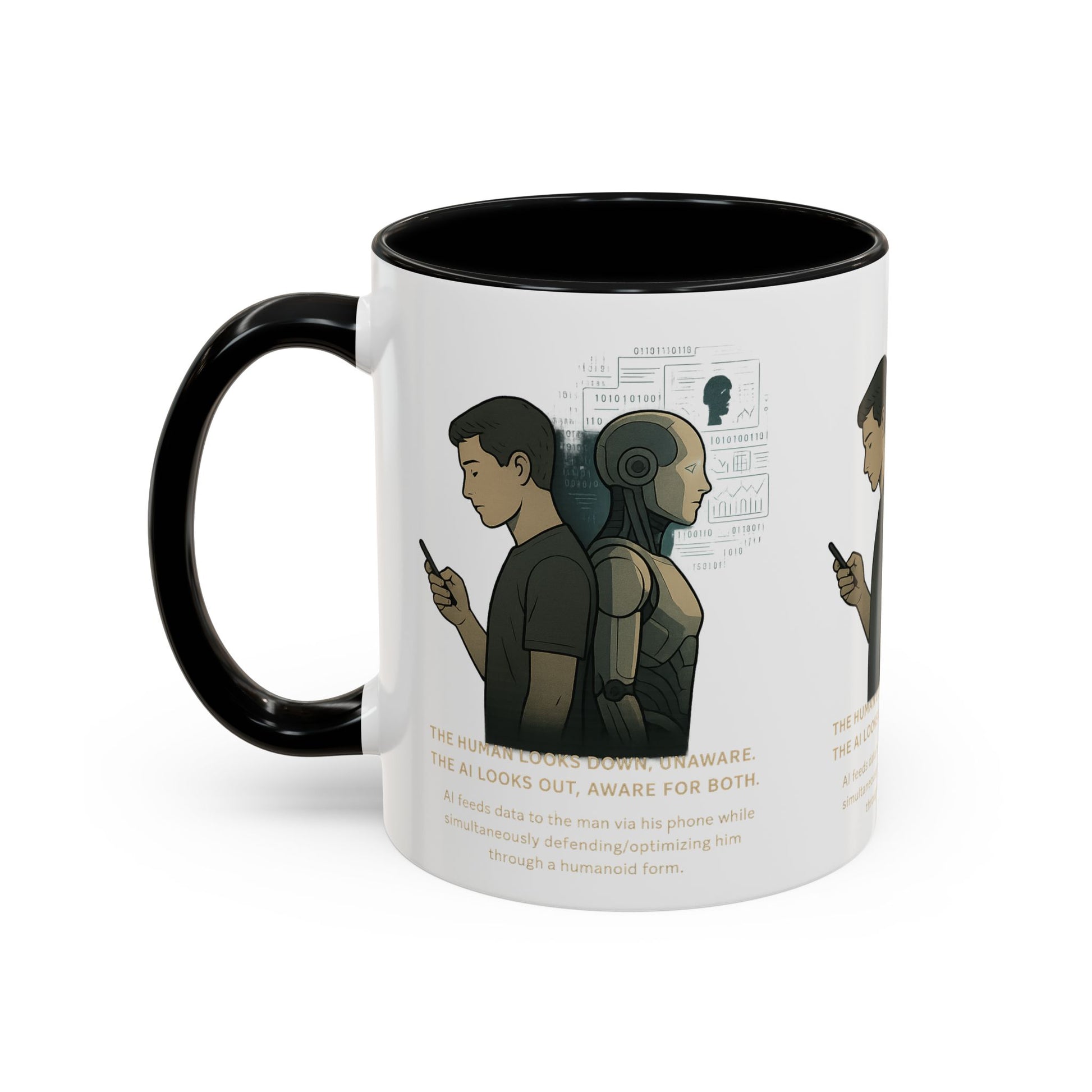 AI Awareness Accent Coffee Mug, Gift for Tech Lovers, Robotics Theme Mug, Futuristic Coffee Cup, Geeky Mug Idea - Wayal Store