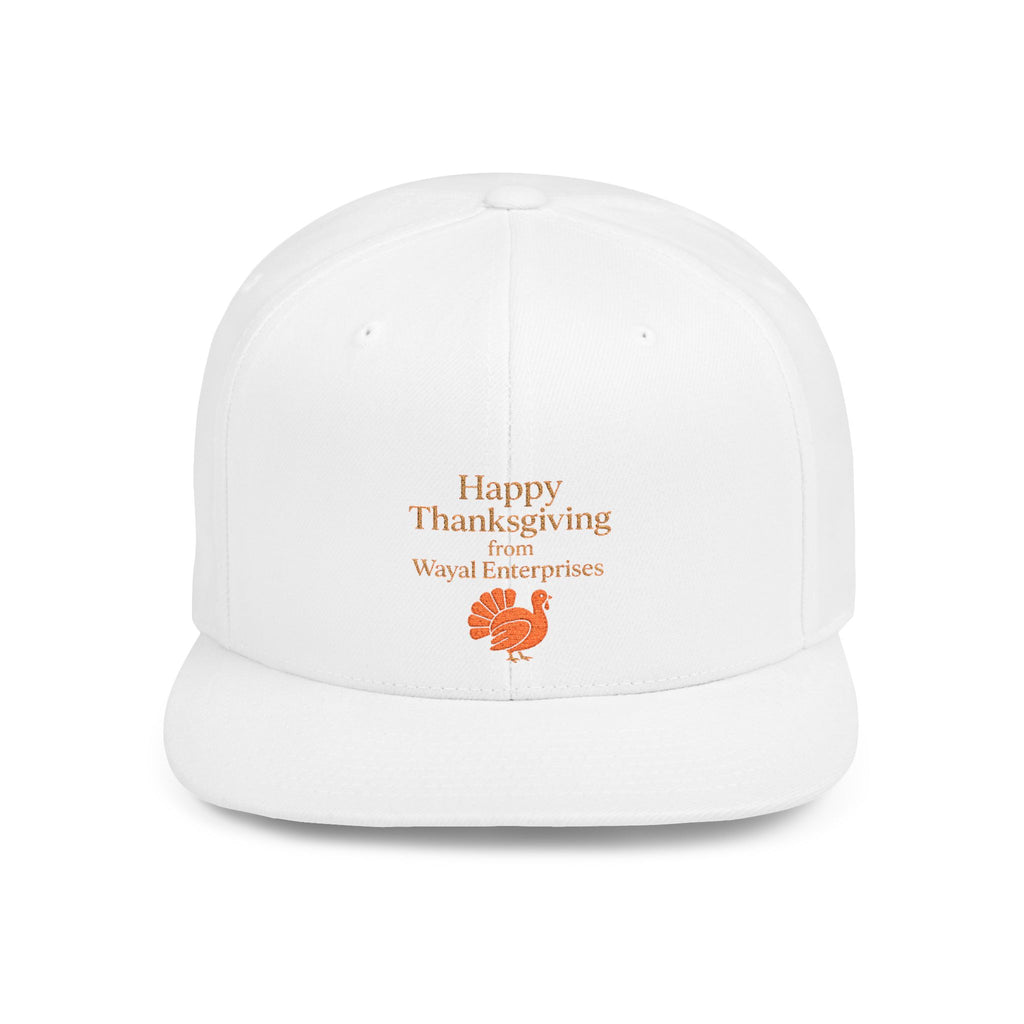 Thanksgiving Flat Bill Snapback Hat - Happy Thanksgiving Design