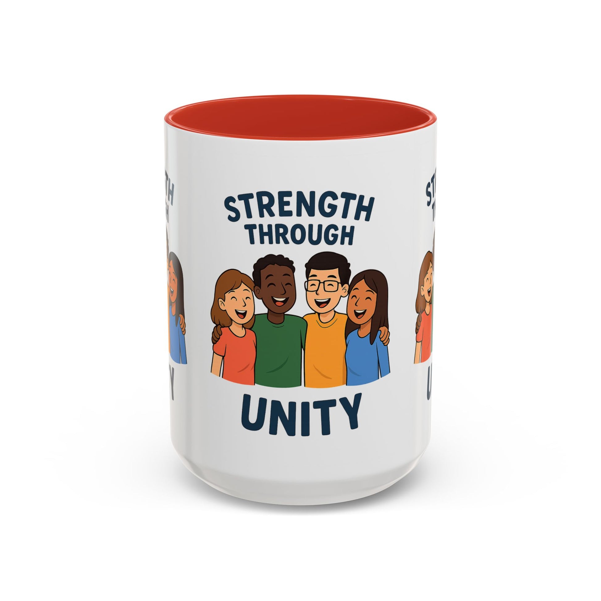 Unity-Themed Accent Coffee Mug, Inspirational Gift, Team Spirit Mug, Friendship Celebration Cup, Multicultural Unity Design - Wayal Store