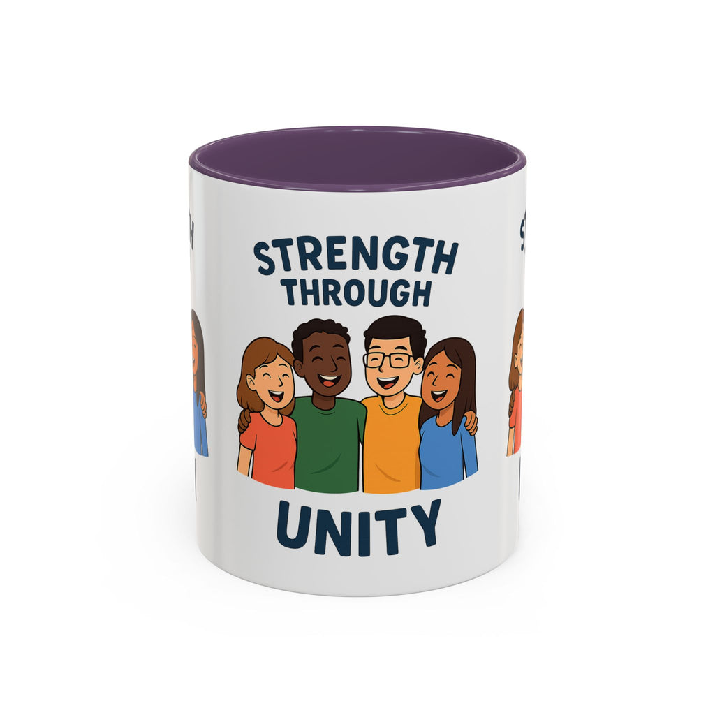 Unity-Themed Accent Coffee Mug, Inspirational Gift, Team Spirit Mug, Friendship Celebration Cup, Multicultural Unity Design - Wayal Store