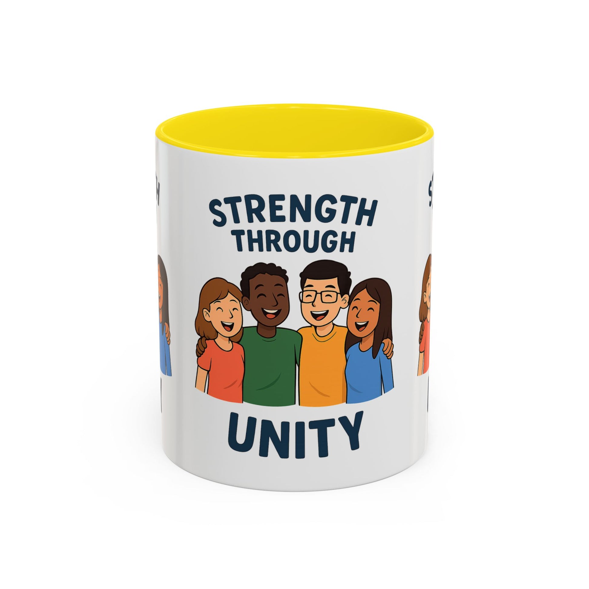 Unity-Themed Accent Coffee Mug, Inspirational Gift, Team Spirit Mug, Friendship Celebration Cup, Multicultural Unity Design - Wayal Store