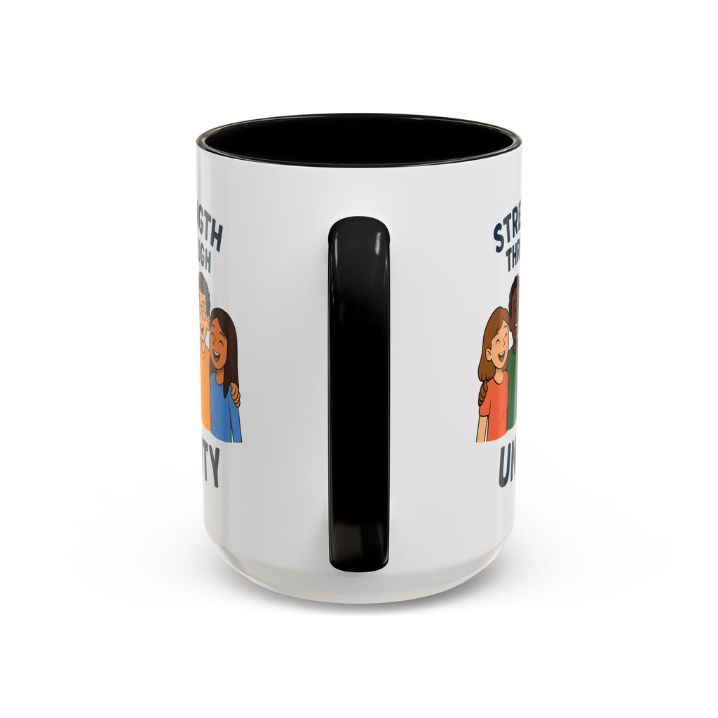 Unity-Themed Accent Coffee Mug, Inspirational Gift, Team Spirit Mug, Friendship Celebration Cup, Multicultural Unity Design - Wayal Store
