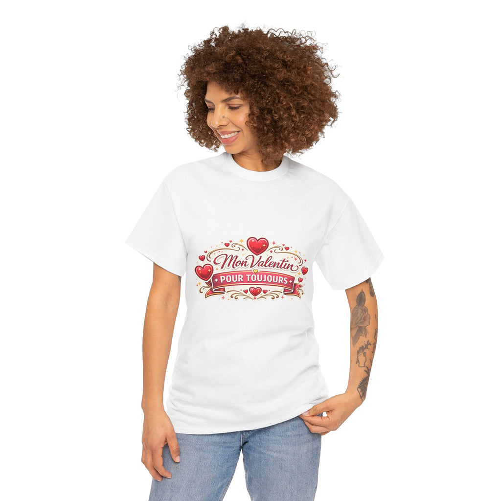 T-Shirt — "Mon Valentin Pour Toujours" Romantic Valentine Hearts Tee - Wayal Store