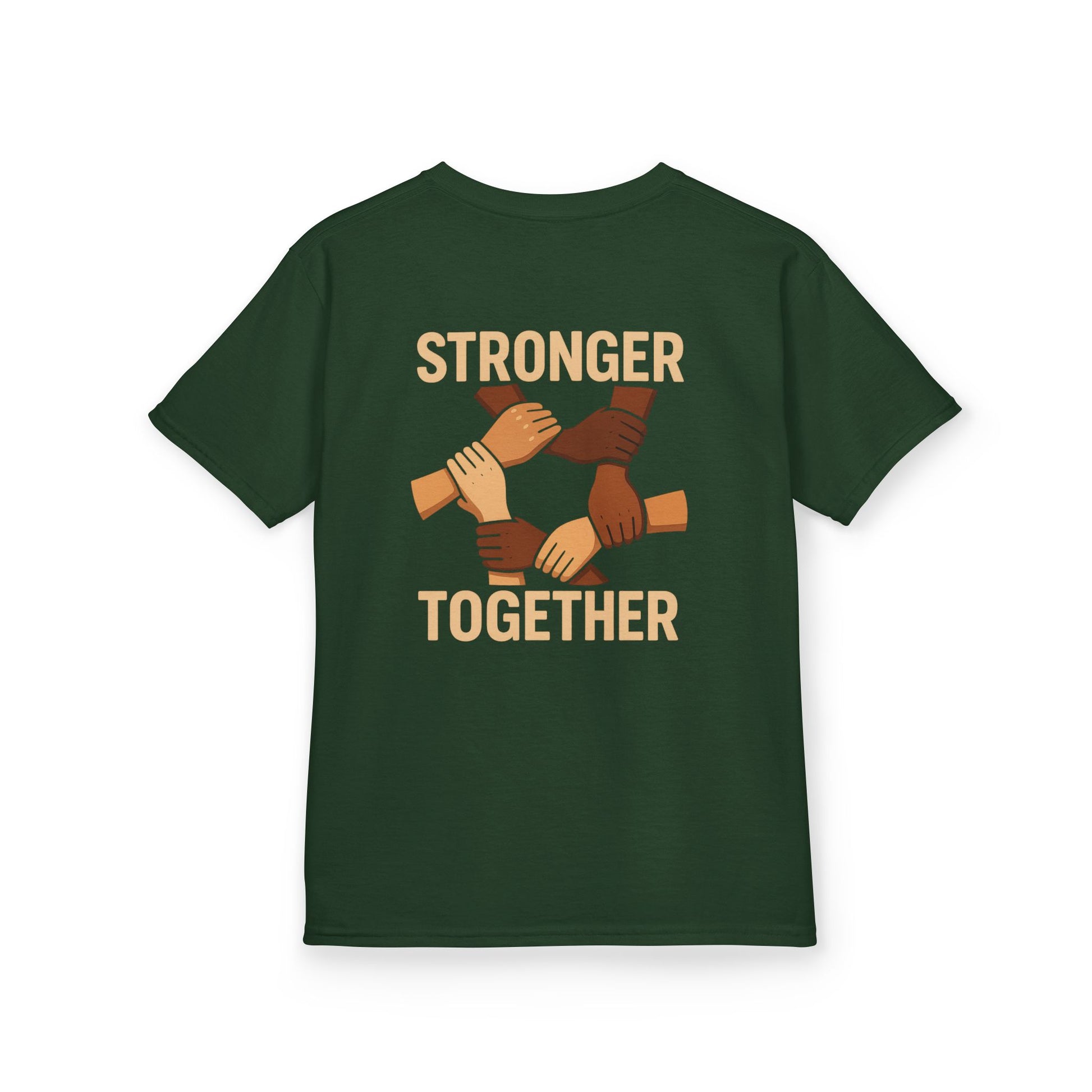 Kids T-Shirt Back | Stronger Together | Diversity, Unity, Friendship, Empowerment, Team Spirit - Wayal Store