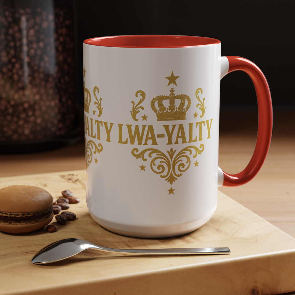 Regal Crown Accent Coffee Mug - Royalty Lwa-Yalty, Unique Gift for Coffee Lovers, Home Decor, Birthday, Celebration - Wayal Store