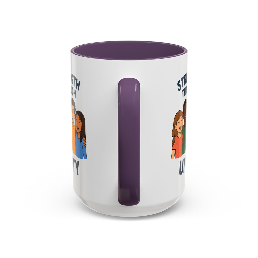 Unity-Themed Accent Coffee Mug, Inspirational Gift, Team Spirit Mug, Friendship Celebration Cup, Multicultural Unity Design - Wayal Store