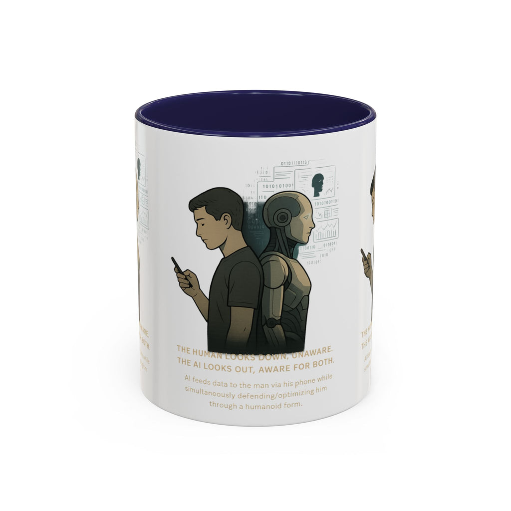 AI Awareness Accent Coffee Mug, Gift for Tech Lovers, Robotics Theme Mug, Futuristic Coffee Cup, Geeky Mug Idea - Wayal Store