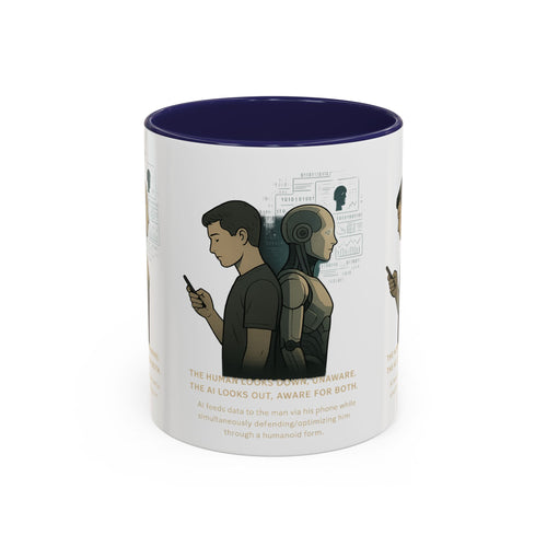 AI Awareness Accent Coffee Mug, Gift for Tech Lovers, Robotics Theme Mug, Futuristic Coffee Cup, Geeky Mug Idea - Wayal Store