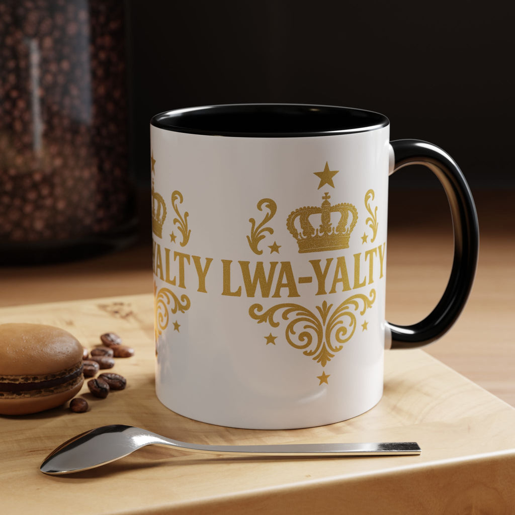 Regal Crown Accent Coffee Mug - Royalty Lwa-Yalty, Unique Gift for Coffee Lovers, Home Decor, Birthday, Celebration - Wayal Store
