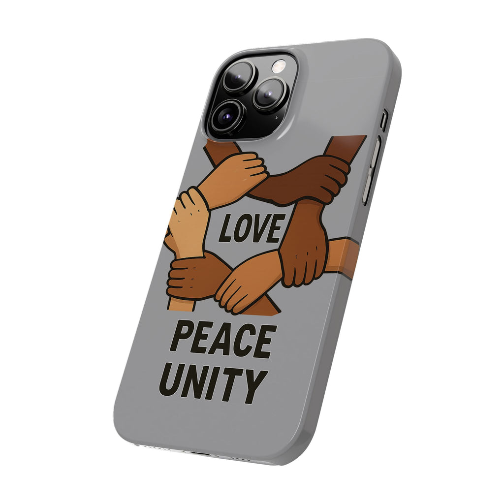 Unity Theme Slim Phone Cases - Love Peace Unity, Gift for Activists, Phone Accessories for Peace Lovers, Unique Phone Covers - Wayal Store