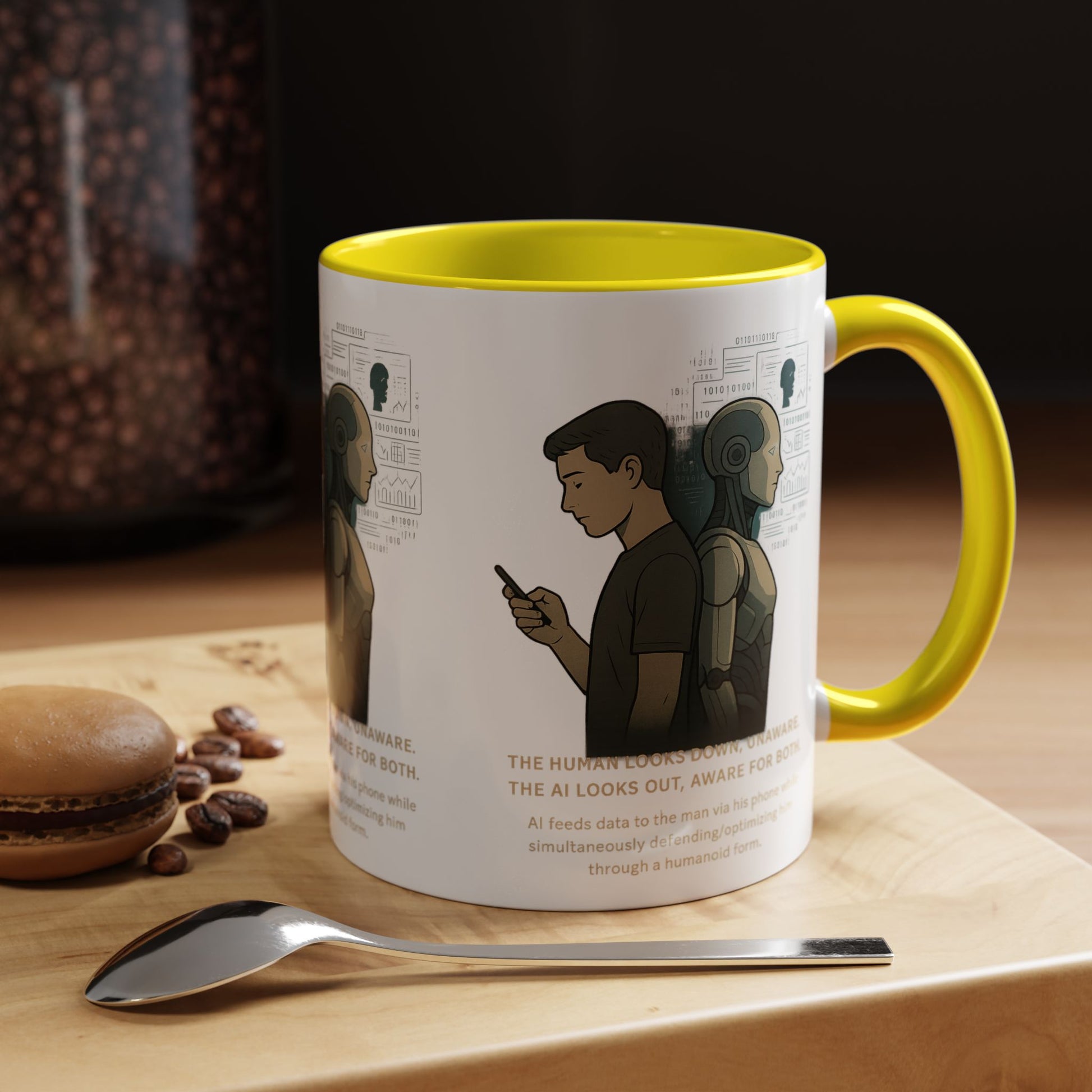 AI Awareness Accent Coffee Mug, Gift for Tech Lovers, Robotics Theme Mug, Futuristic Coffee Cup, Geeky Mug Idea - Wayal Store