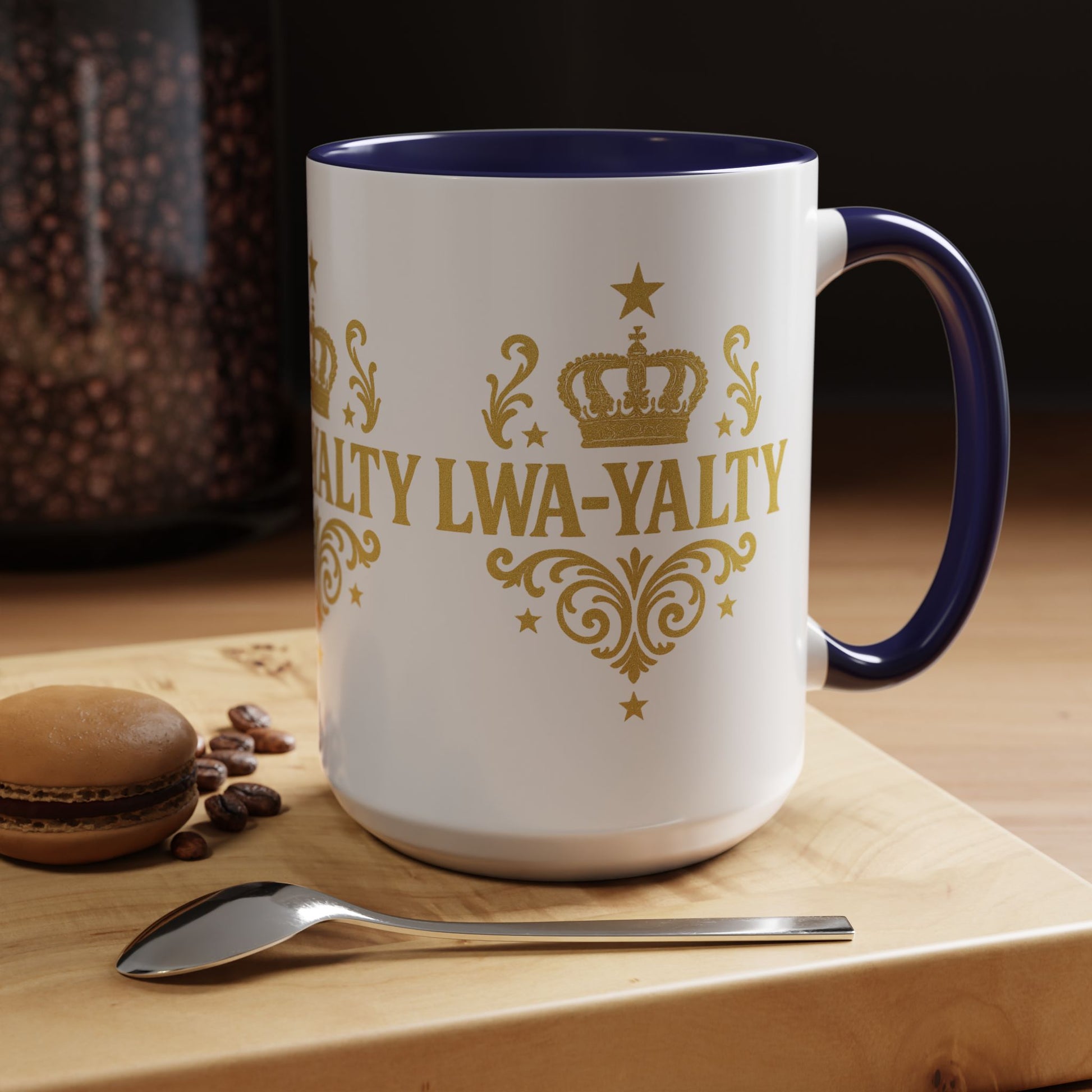 Regal Crown Accent Coffee Mug - Royalty Lwa-Yalty, Unique Gift for Coffee Lovers, Home Decor, Birthday, Celebration - Wayal Store