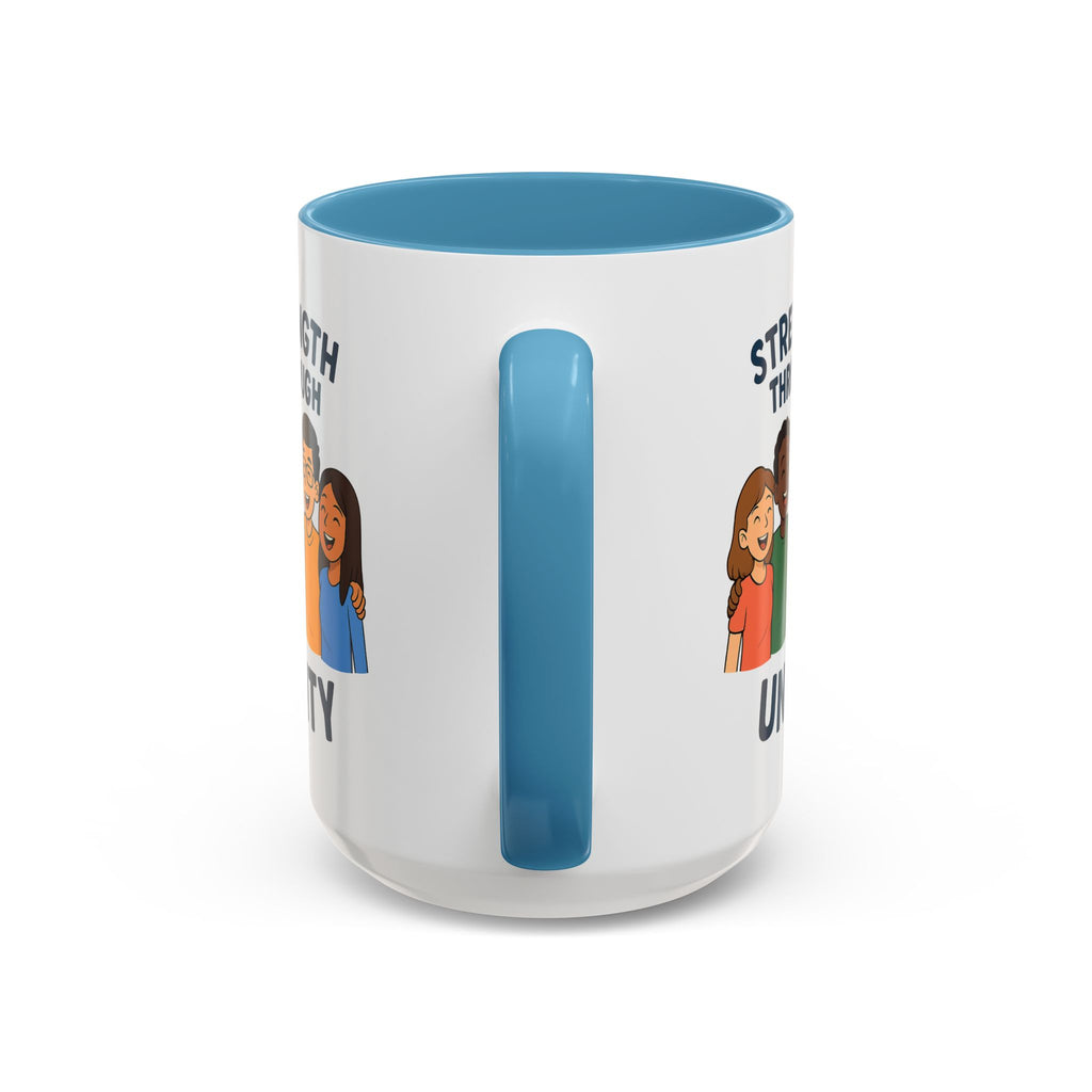 Unity-Themed Accent Coffee Mug, Inspirational Gift, Team Spirit Mug, Friendship Celebration Cup, Multicultural Unity Design - Wayal Store