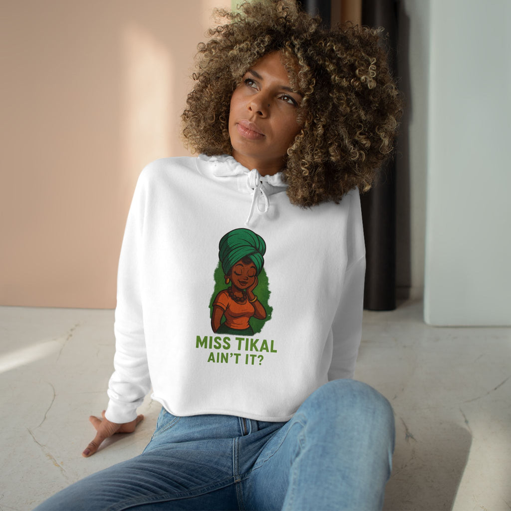Vibrant Crop Hoodie with Miss Tikal Design, Cozy Streetwear, Perfect for Casual Outings, Gifts for Her, Summer Vibe - Wayal Store