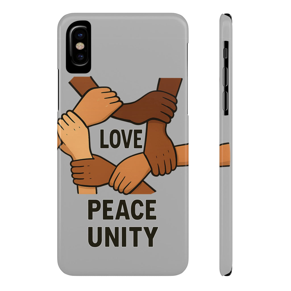 Unity Theme Slim Phone Cases - Love Peace Unity, Gift for Activists, Phone Accessories for Peace Lovers, Unique Phone Covers - Wayal Store