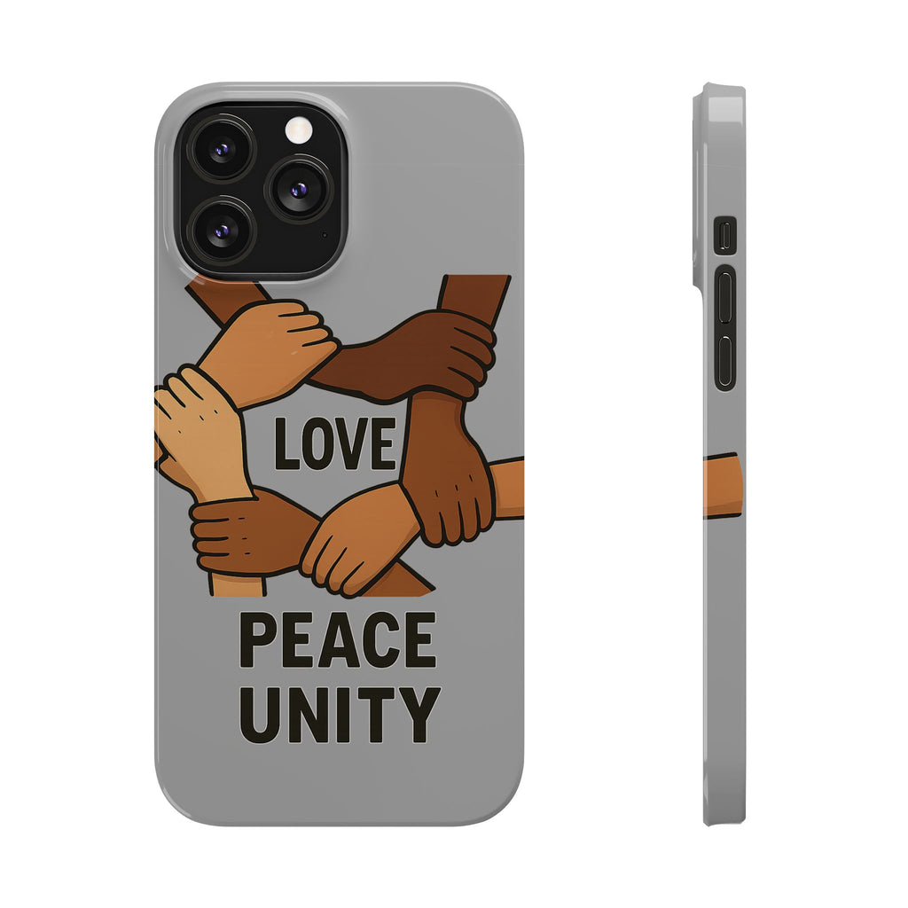 Unity Theme Slim Phone Cases - Love Peace Unity, Gift for Activists, Phone Accessories for Peace Lovers, Unique Phone Covers - Wayal Store