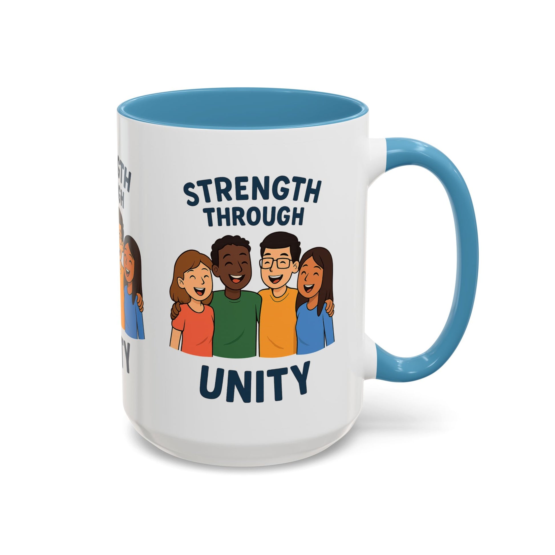 Unity-Themed Accent Coffee Mug, Inspirational Gift, Team Spirit Mug, Friendship Celebration Cup, Multicultural Unity Design - Wayal Store