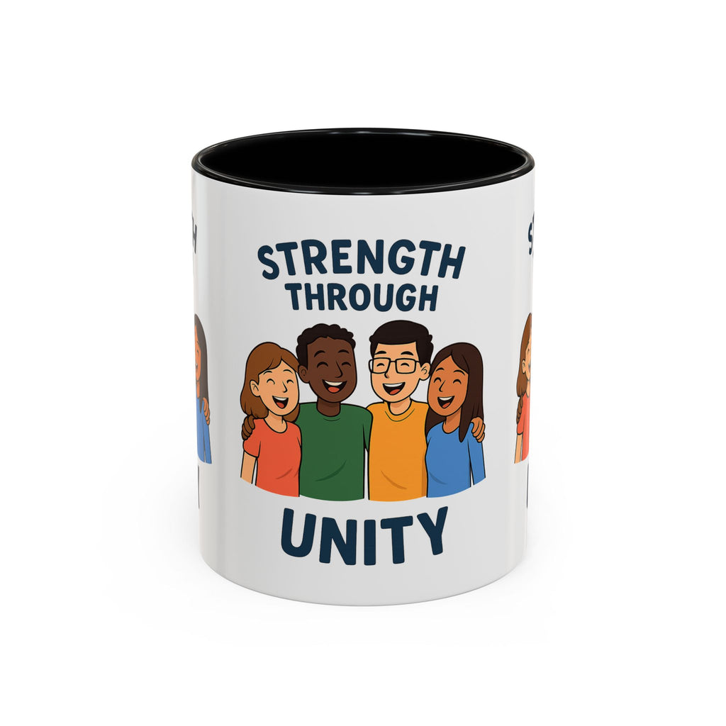 Unity-Themed Accent Coffee Mug, Inspirational Gift, Team Spirit Mug, Friendship Celebration Cup, Multicultural Unity Design - Wayal Store