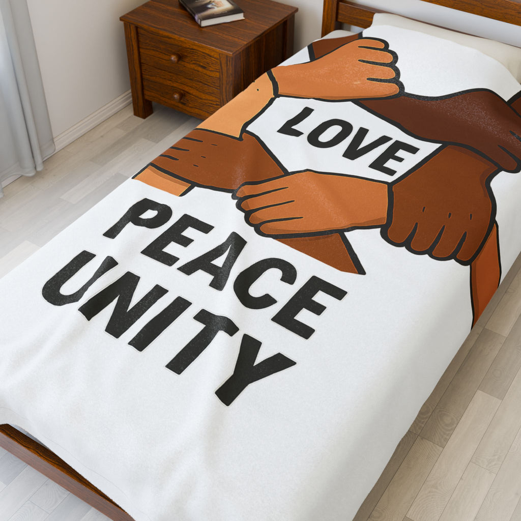 Unity and Love Velveteen Plush Blanket, Cozy Home Decor, Gift for Peace Lovers, Perfect for Winter, Soft Throw Blanket - Wayal Store