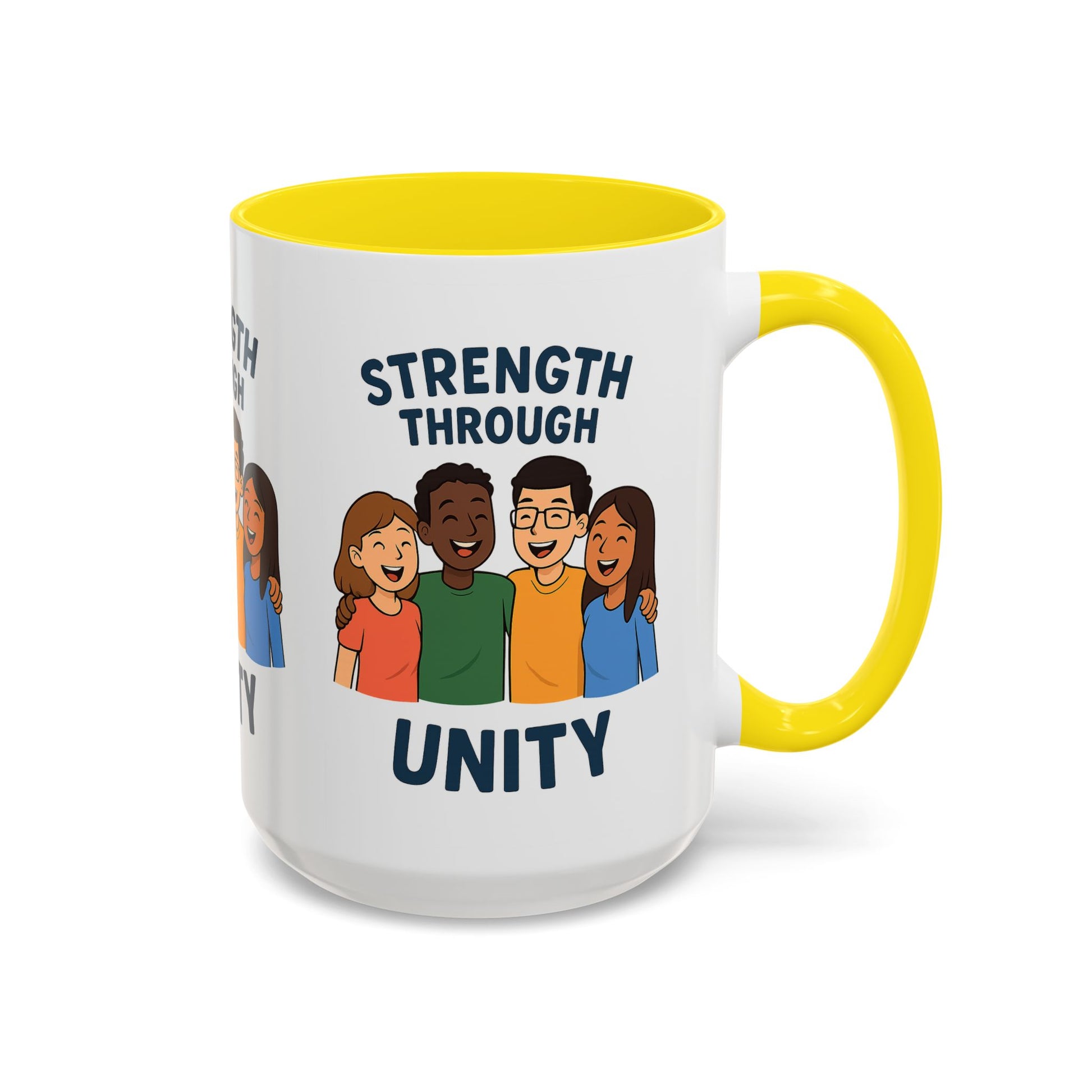 Unity-Themed Accent Coffee Mug, Inspirational Gift, Team Spirit Mug, Friendship Celebration Cup, Multicultural Unity Design - Wayal Store